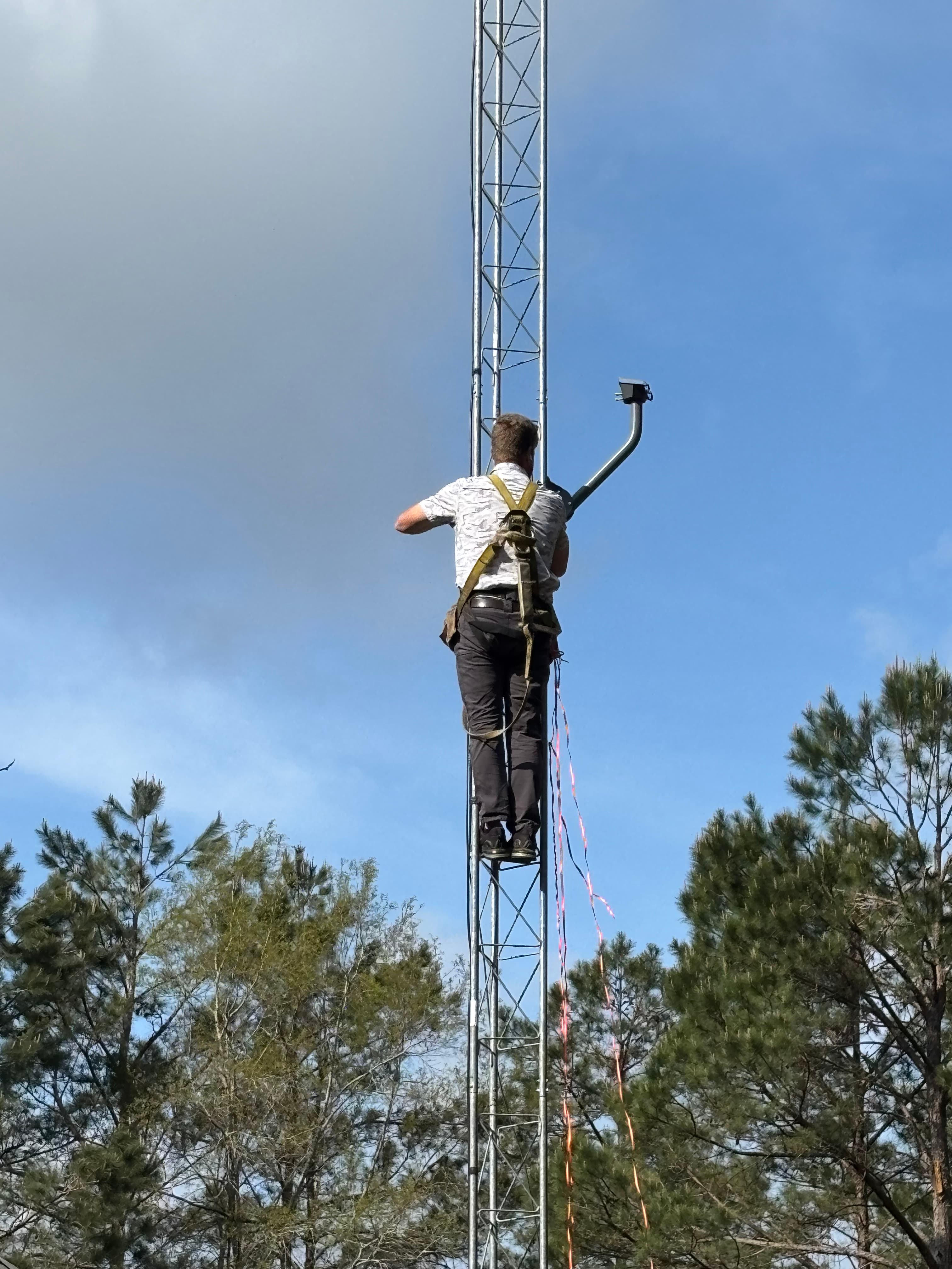 Complex Starlink tower installation